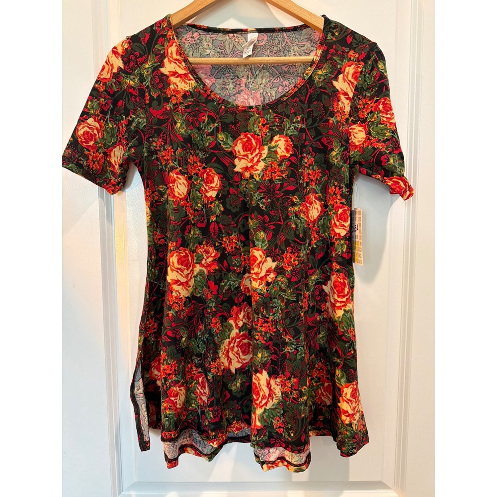 LuLaRoe Perfect T Floral Rose Print Short Sleeve Tunic Top XXS New